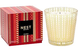 NEST New York Scented 3-Wick Christmas Candle, Holiday - 21.2 oz - Up to 100-Hour Burn Time - Reusable Glass Vessel