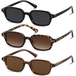 Retro Rectangle Sunglasses Womens Mens Trendy Small Square Cute Sun Glasses | LYZOIT Plastic Frame UV400 Protection