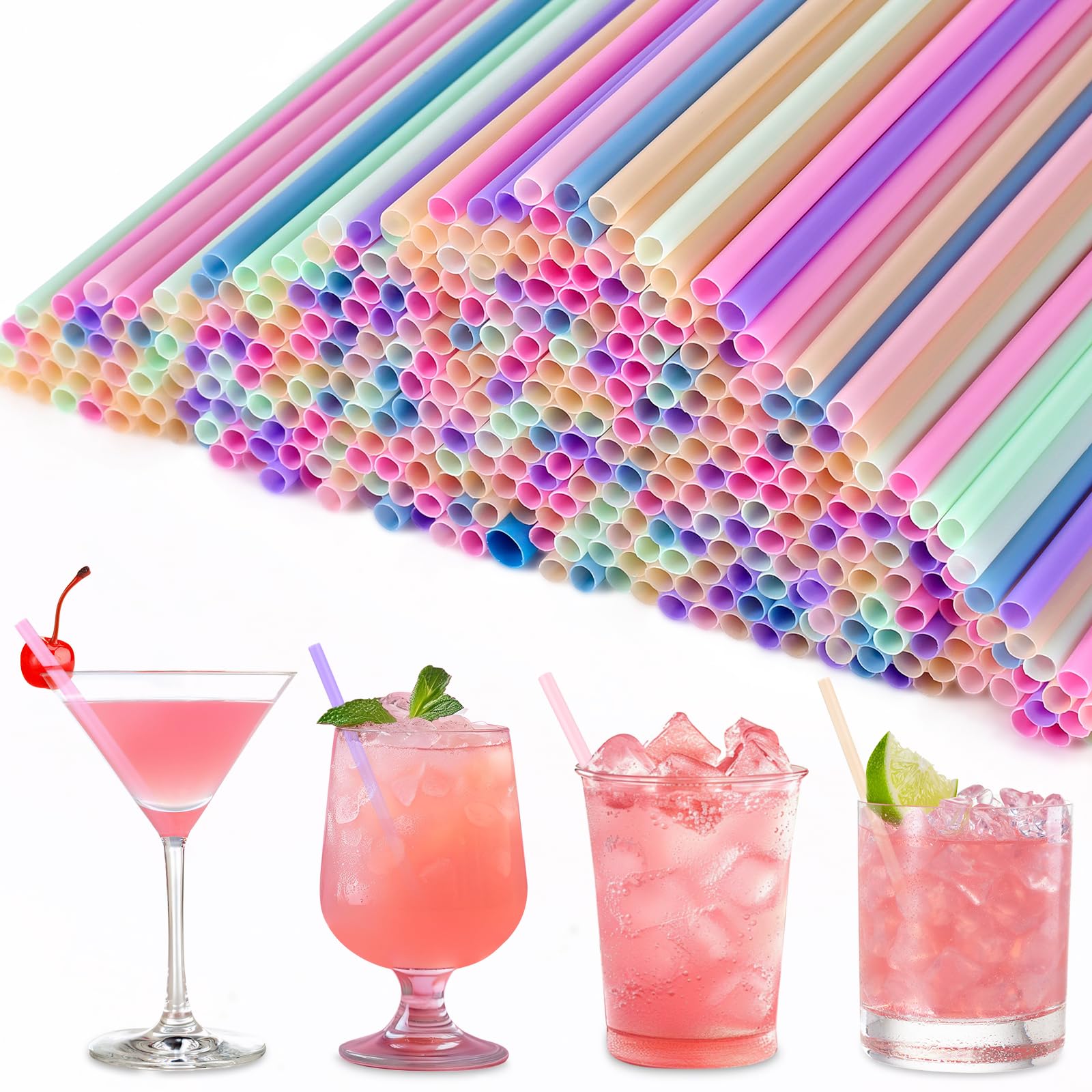 Photo 1 of [1000 Pcs] Disposable Plastic Drinking Cocktail Straws - 5 Inch 0.16" Diameter Colorful Cute Short Straws Coffee Stirrers in Bulk for Whiskey, Bar,Cafe, Bachelorette/Birthday Party, Bridal/Baby Shower
