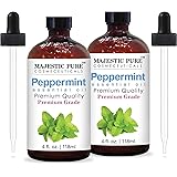 MAJESTIC PURE Peppermint Essential Oil, Premium Grade, Pure and Natural, for Aromatherapy, Massage, Topical & Household Uses,