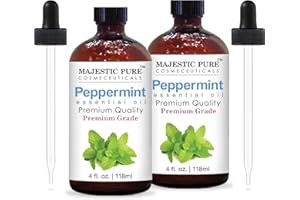 MAJESTIC PURE Peppermint Essential Oil, Premium Grade, Pure and Natural, for Aromatherapy, Massage, Topical & Household Uses, 4 fl oz (Pack of 2)