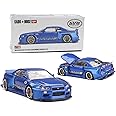 Diecast Model Car Compatible with Kaido House x Mini GT 1:64 Nissan Skyline GT-R (R34) Kaido Works (V2 Aero) Shinjuku V2 Blue Limited Edition KHMG158