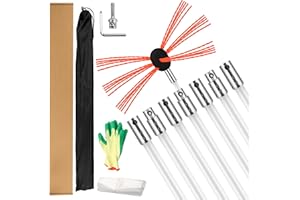 SUNINLIFE 23 Feet Chimney Sweep Kit Chimney Cleaning Kit Chimney Brush, Rotary Chimney Cleaner Tool Kit with 7 Nylon Flexible Rods, Chimney Cleaning System Driven by Drill for Sweeping Fireplace Flue