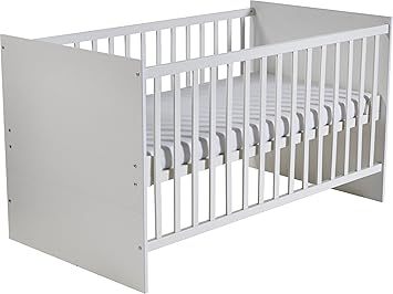 roba Kombi-Kinderbett „Maren“, 70 x 140 cm, Babybett, weiß, mitwachsend, höhenverstellbar, 3 Schlupfsprossen, umbaubar zum Ju