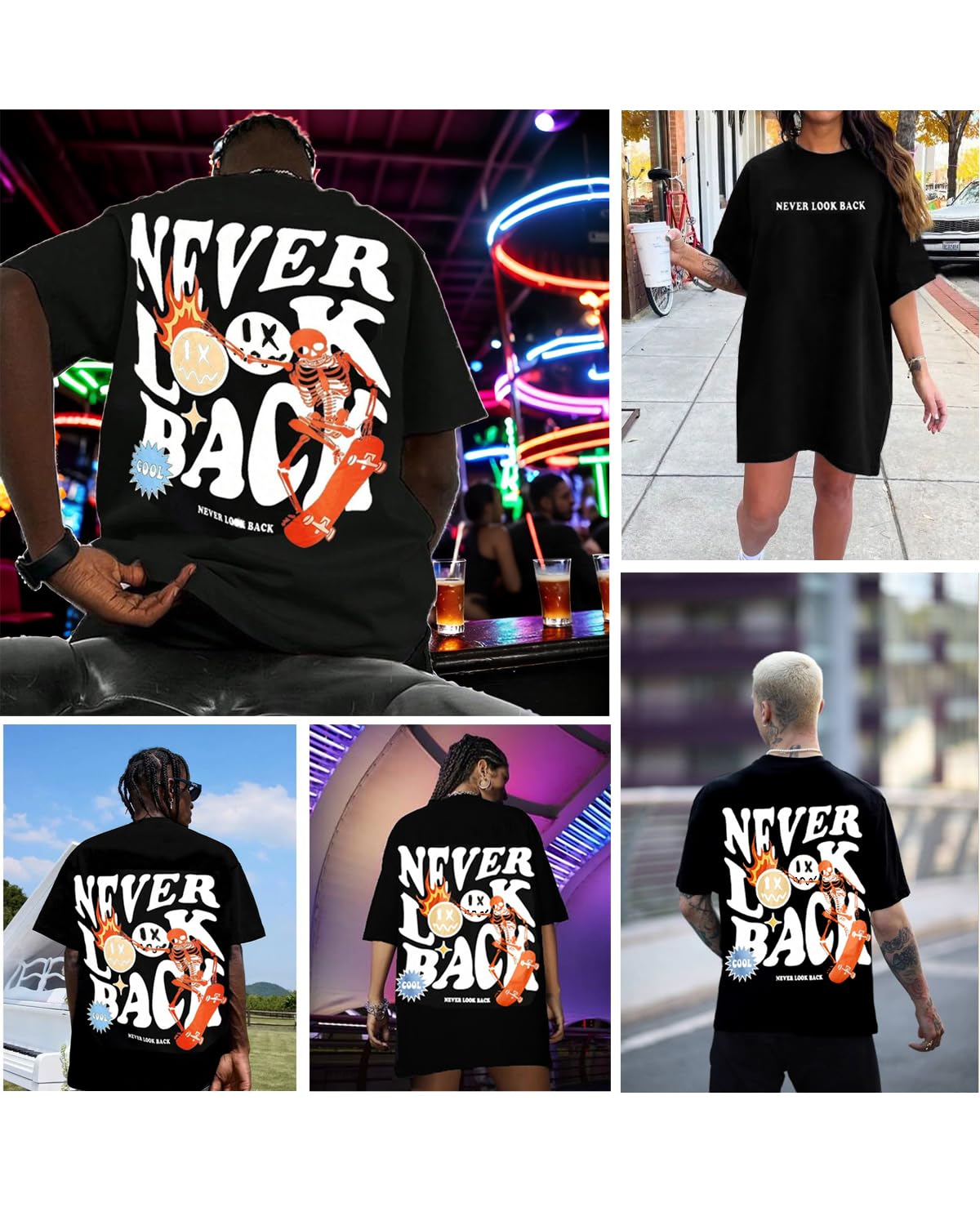 UOUA Mens Graphic Tees Vintage T-Shirts Oversized Letter Print Casual Crewneck Cotton Top Short Sleeve Rapper Streetwear