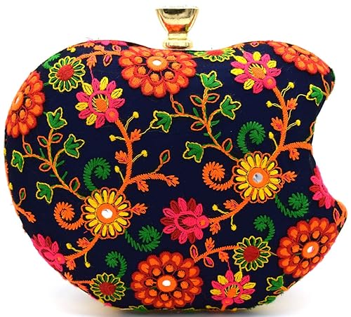 Tooba Handicraft Party Wear Beautiful APPLE Box Clutch Bag Purse For Bridal, Casual, Party, Wedding