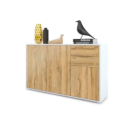 Vladon Cabinet Chest Drawers Ben V3 Carcass In White Matt Front