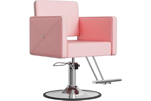 LOUVIXA Barber Salon Chairs for Hair Stylist, Height Adjustable Hydraulic Salon Chair, 360 Degrees Rotation, Multi-Function Shampoo Chair for Home Barbershop, Pink