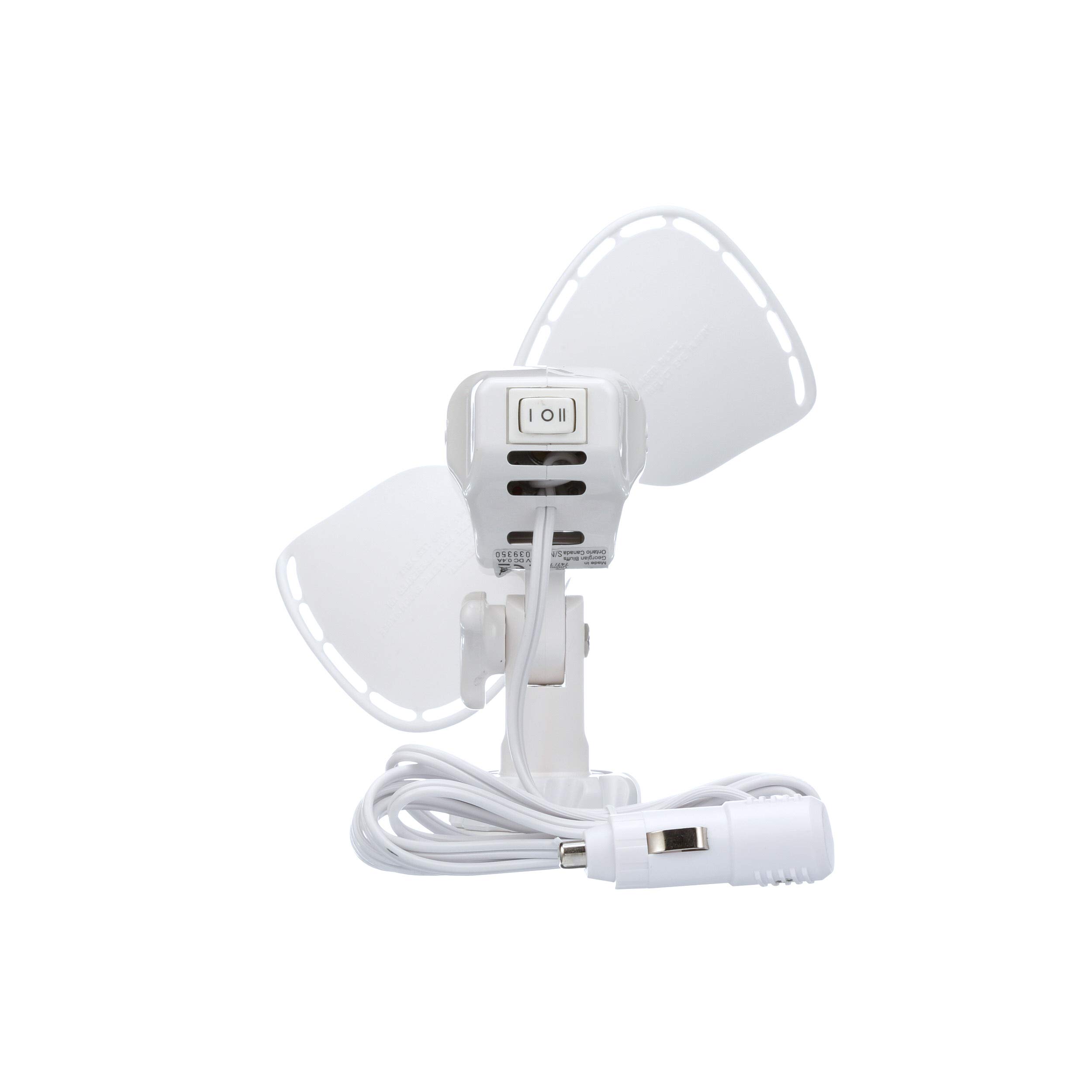 SEEKR Ultimate? Fan from by Caframo. Grill-free, whisper-quiet 12V fan with shock-absorbing FingerSafe? blades, 2-speeds, direct wire connection. Made in Canada. White.