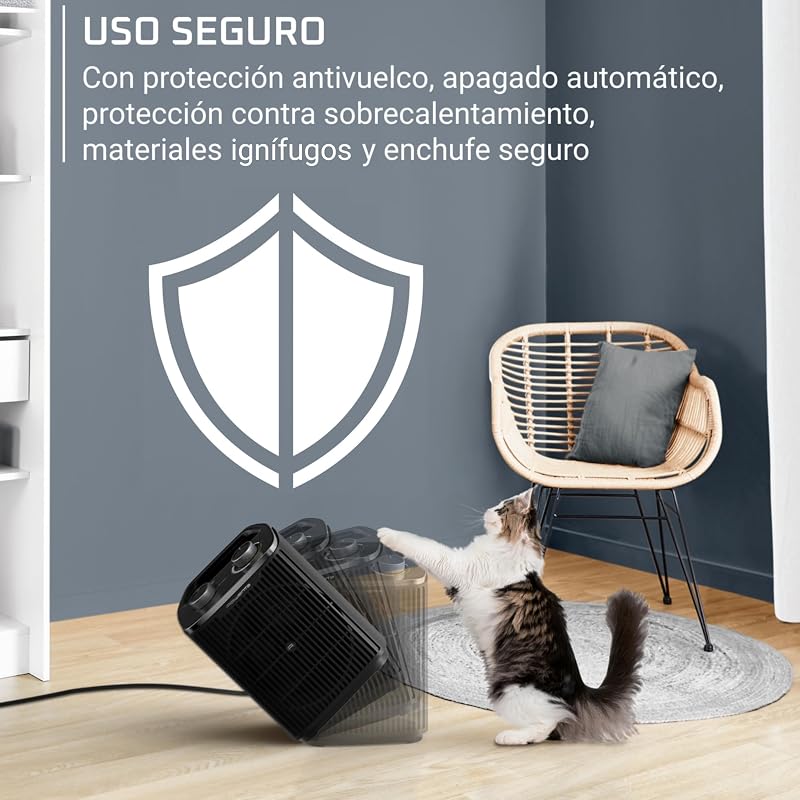 Conforto Intenso, Aquecedor, 2000 W de potência, baixo consumo, silencioso, Desligamento automático, 2 modos Eco/Turbo, Aquece até 35m, Superaquecimento e Proteção Anti-ponta, SO2350F0