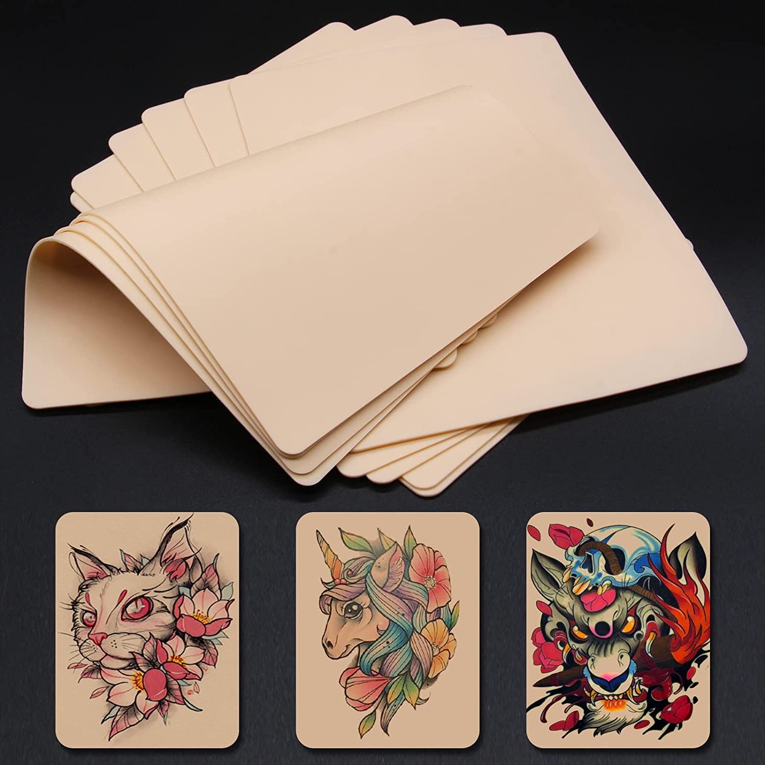20PCS Tattoo Skins - LEAYOKA Fake Skin Tattoo Pratice Skin Blank Tattoo Practice Skin Double Sides Tattoo Skin Soft Rubber Eyebrow Practice Skin For Tattoo Supplies(8x6in)