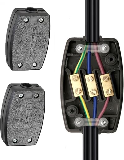 Fizzix 3 Terminal Electrical Junction Box Flex Connectors 2 Pack 13A 250V Cable