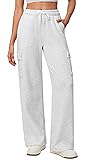IUGA Fleece Cargo Sweatpants for Women Wide Leg