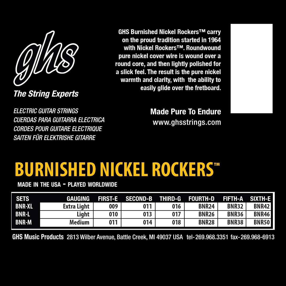 GHS BNRXL 9 - 42 Extra Light Burnished Nickel Rocker Guitar String Set, silver - Image 4