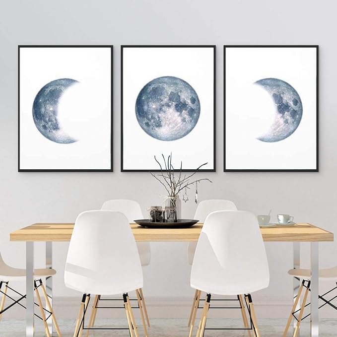woplmh Canvas Painting Moon Phases Poster Print Full Moon