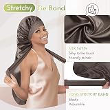 BONNET QUEEN Silk Bonnet for Sleeping Long Hair Satin Night Cap Grey Gold view 5