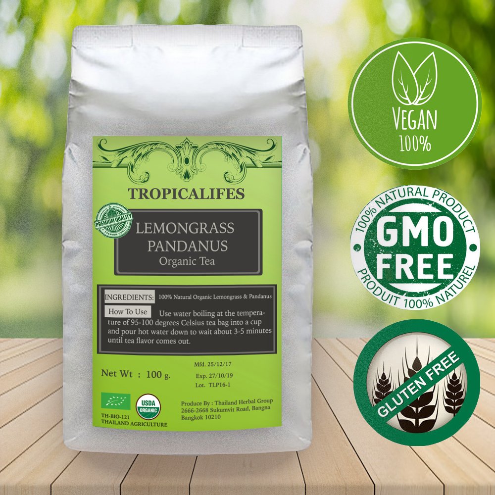 LEMONGRASS PANDAN TEA - Organic Herbal Tea Helps Blood Circulation (leaf) 3.5OZ