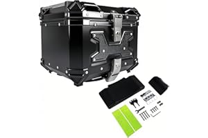 Mixizap Matte Black 45L Motorcycle Top Case, Aluminum Motorcycle Tail Box Trunk with Universal Base Carbon Style