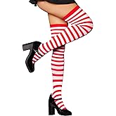 RSLOVE Women's Striped Thigh High Stockings – Sexy Over The Knee Socks for Halloween, Cosplay, Holiday Costumes