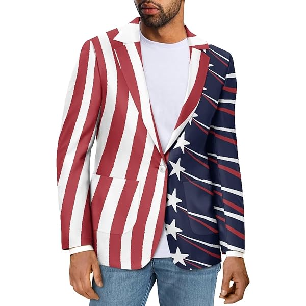 xixirimido American Flag Star Men's Slim Fit Blazer Suit