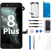 CYKJGS for iPhone 8 Plus Screen Replacement with Home Button Black LCD | 3D Touch Display Digitizer Full Assembly Front Camera Ear Speaker Sensor Glass Fix Tool 8plus 5.5" A1864 A1897 A1898