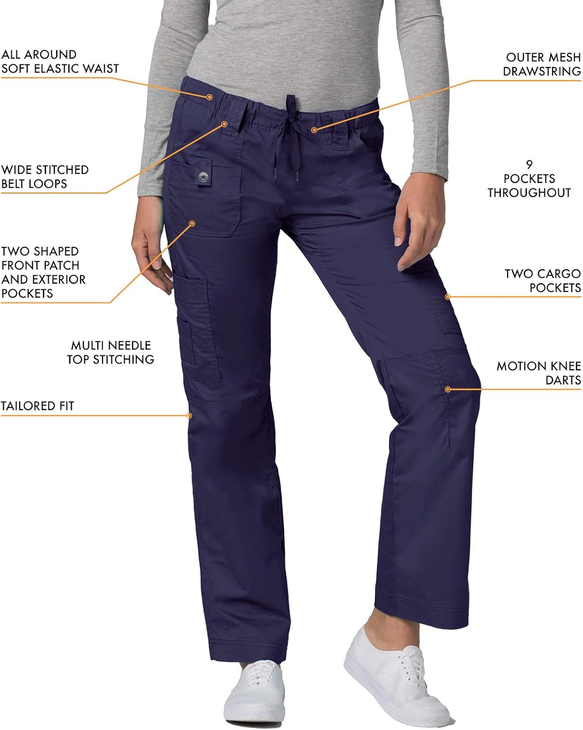 Adar Active Classic Scrub Set for Women - Crossover Top and Multi Pocket Pants: Clothing