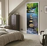 FLFK 3D Door Mural Wallpaper Peel Stick 77x200cm Mountain Stream Removable view 7