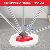 Sgizoku Red Spin Mop Head Base with Handle for Vileda Turbo Spin 2in1 3in1 view 6