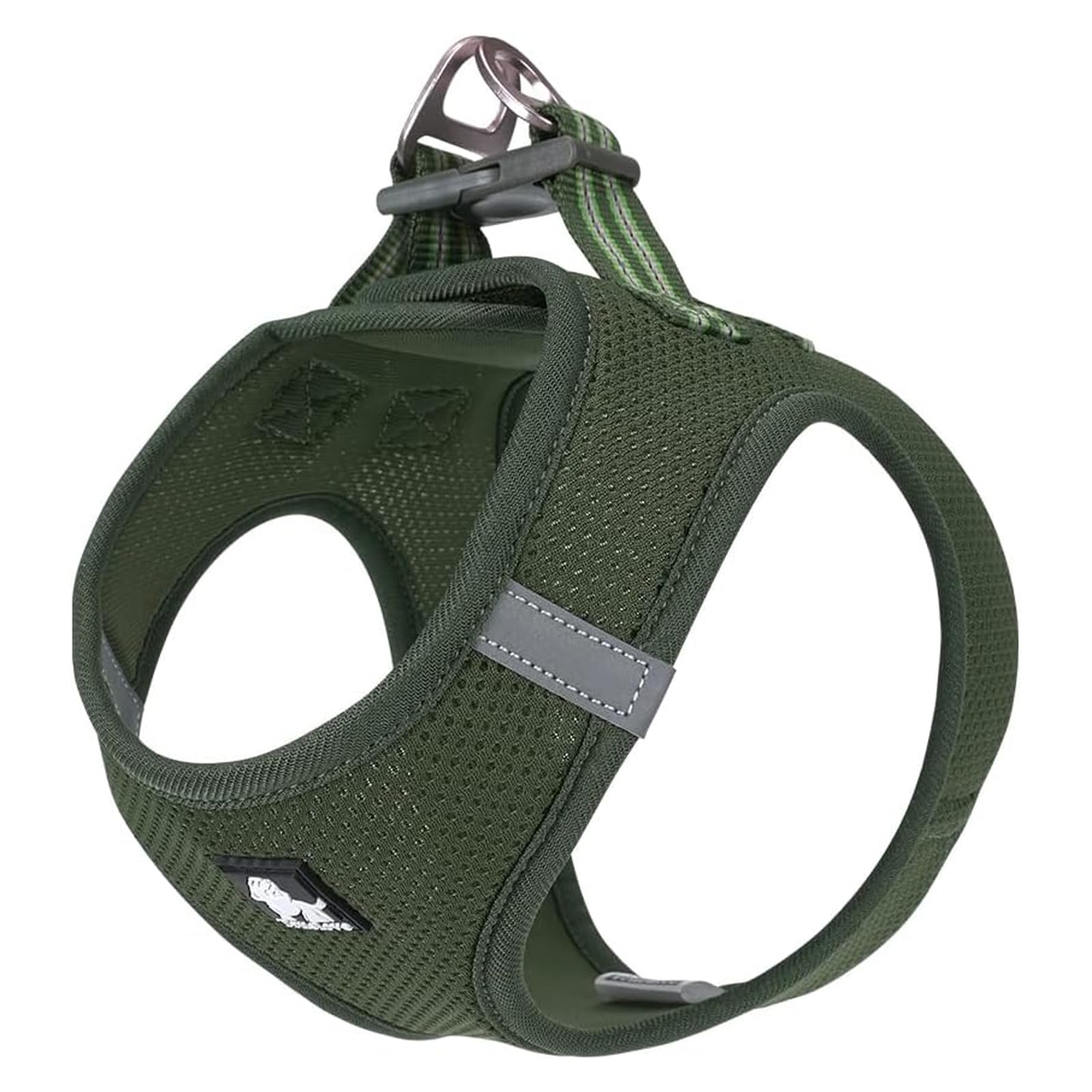 TRUE LOVE Dog Harness Soft Air Mesh Adjustable Reflective Pet Vest for Small and Medium Breeds, X-Small, Moss Green