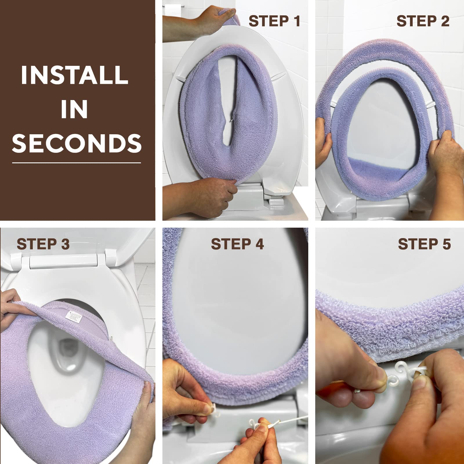 Soft Toilet Seat Cover Plush & Thick Fabric Toilet Seat