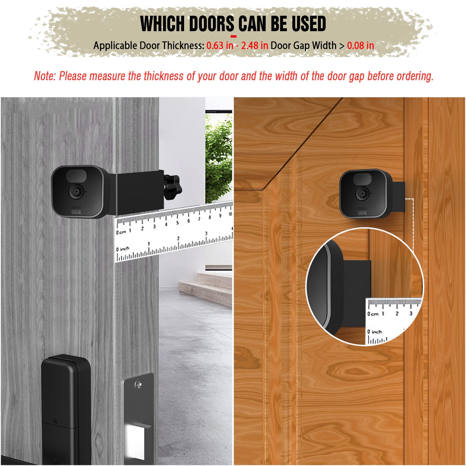 PUUUCI Door/Gutter Mount for Blink Indoor/Outdoor Camera(4th/3rd Gen) & Blink XT2/XT Camera - Blink Security Camera Mounting Accessories for Home/Apartments/Business, No Drilling, No Damage
