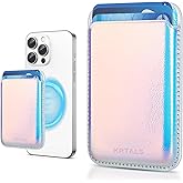 KRTALS Magnetic Wallet Cell Phone Card Holder for Phone Case with Mag-Safe, Stronger Magnetic RFID Leather Phone Wallet Stick on Series of iPhone 17/16/15/14/13/12 and Pro/Promax, Rainbow Color