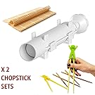 Sushi Bazooka, Sushi Mat and Two Sets of Bamboo Chopsticks and Silicone Helper (Training) Chopsticks,Kitchen Appliance Machine Rice Roller Making Kit