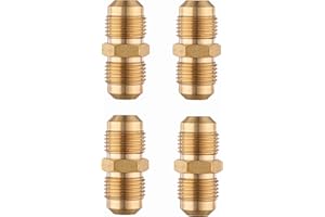 EFIELD Brass Tube Coupler Pipe Fitting Union Connector Gas Adapter - 3/8" Male Flare x 3/8 Inch Male Flare (Pack of 4),(FLARE002)