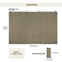 REDCAMP Instant Canopy Sidewall for 10x10ft Pop Up