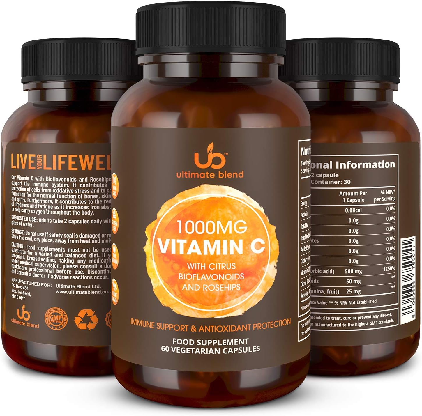 Ultimate Blend Immunity with Vitamin C, D, Zinc and Elderberry, Orange, 60 count (Pack of 1)
