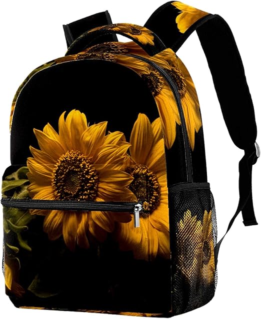 Flower Yellow Sunflowers School Backpack Book Bag Travel Daypack for