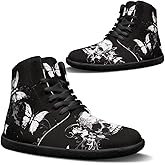 Binienty Men Women High Top Barefoot Shoes Lace Up PU Leather Sneaker Anti Slip