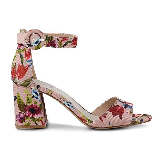 Another A Damen Damen Riemchen-Sandalette aus Textil, Sandalen in Rosa mit Blumen-Muster und Leder-Innenfutter