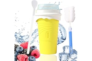 Naturezhen Slushie Maker Cup 500ml, DIY Frozen Magic Slushy Cup with Brush Straw Spoon, Portable Smoothie Squeeze Cups for Mi