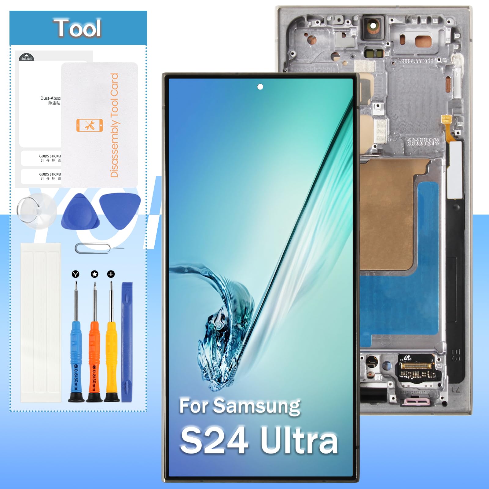 Photo 1 of [for US Version] Screen Replacement for Samsung Galaxy S24 Ultra SM-S928B SM-S928U SM-S928A LCD Display Touch Digitizer Assembly(Sliver with Frame,Support Fingerprint)