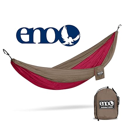 Eagles Nest Outfitters ENO DoubleNest Hammock with Insect Shield Treatment, Khaki/Maroon