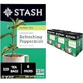 STASH Peppermint Herbal Tea, 120 Bags (6 Boxes of 20), Caffeine Free | Cooling, brisk peppermint flavor with refreshing herbal notes, Non-GMO Project Verified and foil-sealed freshness