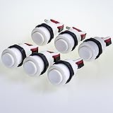 Reyann 6x Happ Type Standard Arcade Push Button with Microswitch for Mame / Jamma / Arcade Video Games - White Color