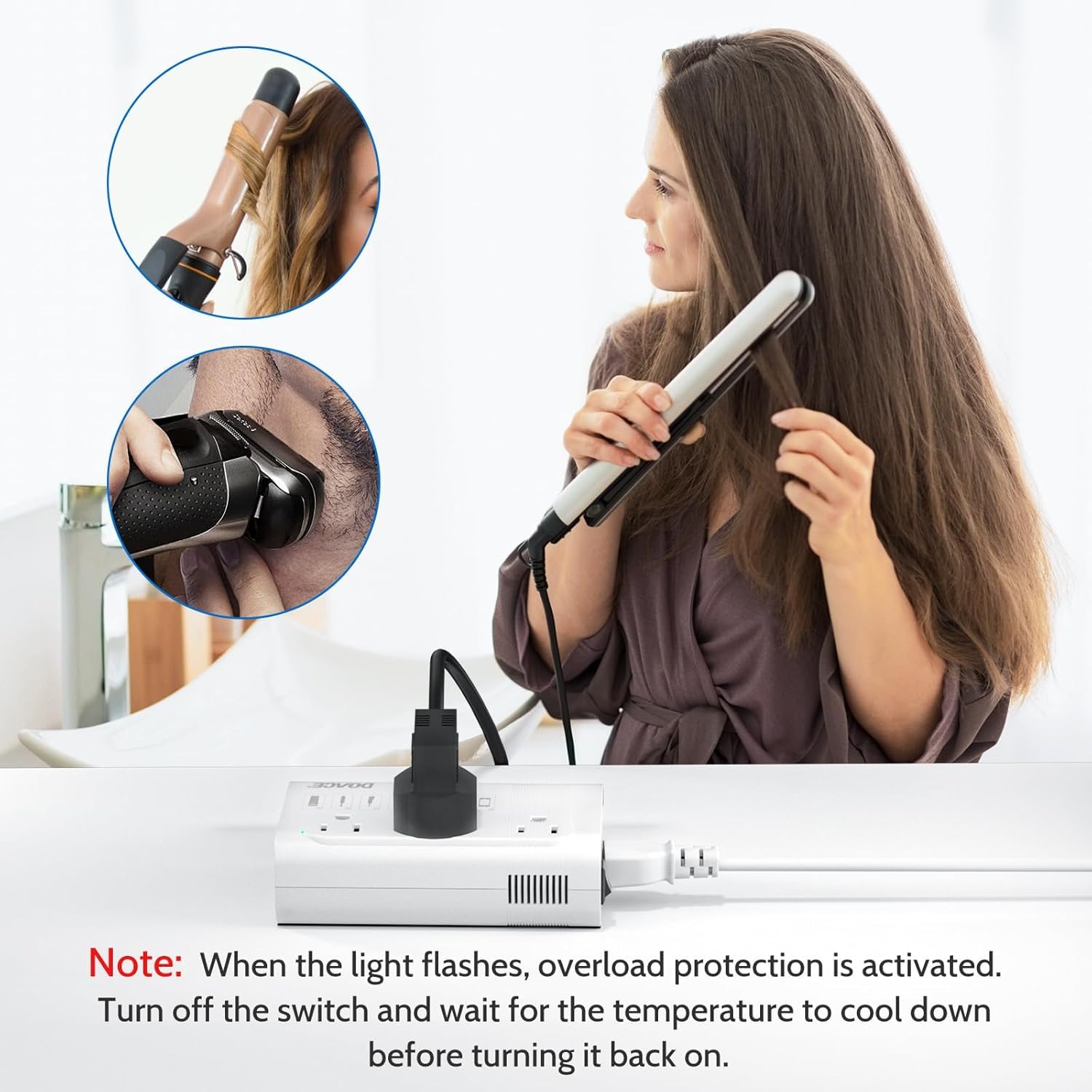 DOACE 220V to 110V Converter for European Travel - 350W Voltage Converter US to Europe with 4 QC+PD Chargers for Using U.S. Devices Abroad - Hair Straightener Shaver Toothbrush Laptop Camera Phone