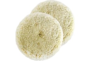 MEDOON Polishing Pad Buffing Pads Kit 2PCS 6inch 100% Natural Wool Hook & Loop Grip Buffing Pad for Compound Cutting & Polishing for Car Polishing Motorcycle Washing Machine Refrigerator Furniture etc