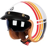 TRIANGLE 3/4 Open Face Motorcycle Helmet DOT Approved Retro Cruiser Moped | Classic Half Motorcycle Helmets With Sun Visor &amp; Removable Brim for Men &amp; Women, Fits Scooter, Motorbike, Street Bike Casco