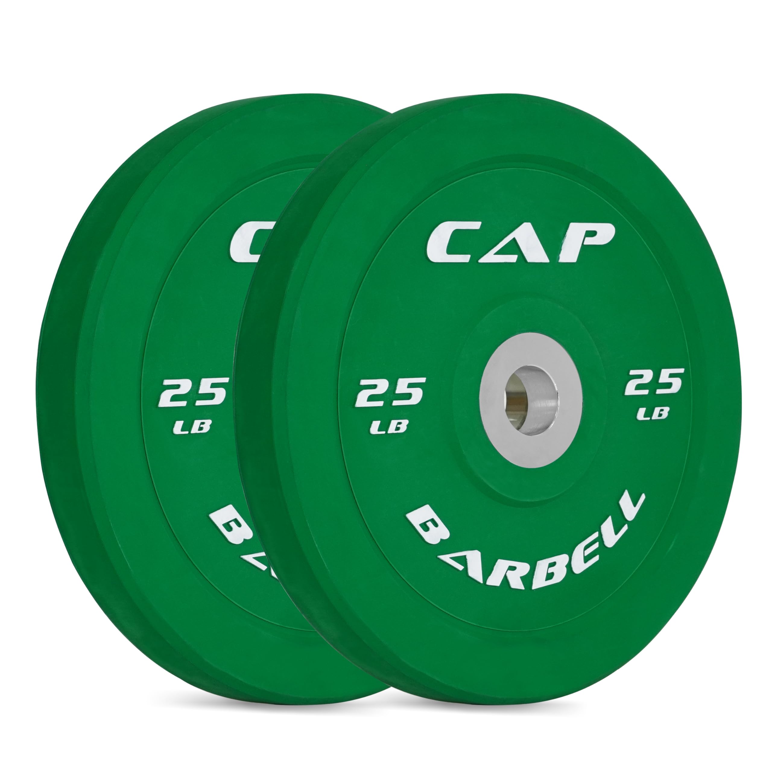 View 1 of CAP Barbell Competition Olympic Bumper Plate Set, Green, 25 lb Pair