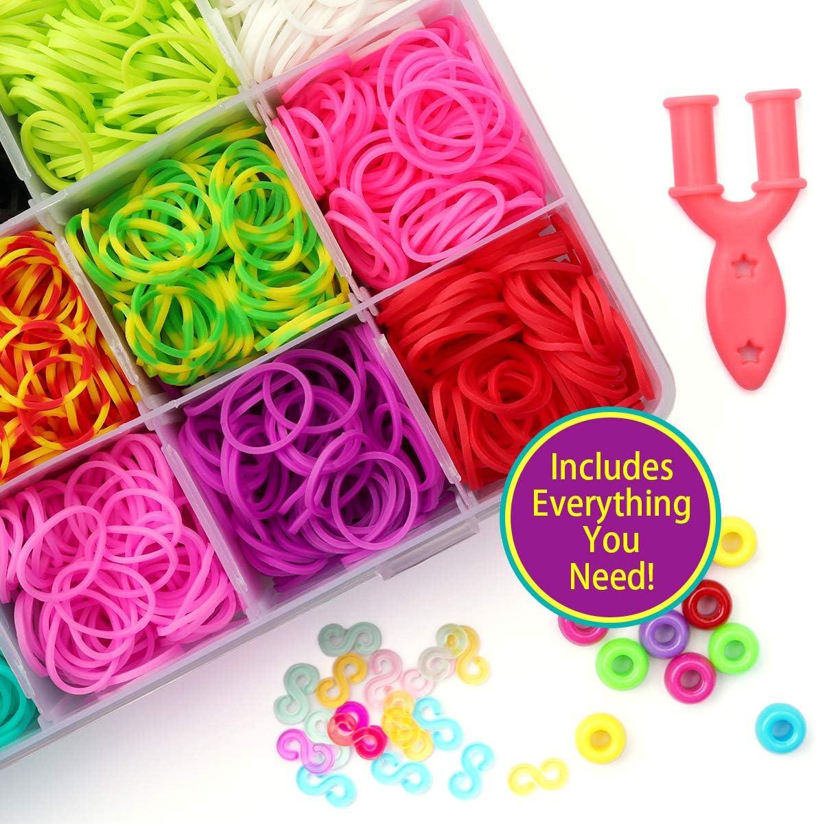 Mocoosy Loom Rubber Bands for Kids Bracelet Making Kit, Over 2200 Colored Loom Bands Refill Set, DIY Rainbow Rubber Bands Crafts for Girls Boys Great Gifts…: Furniture & Decor