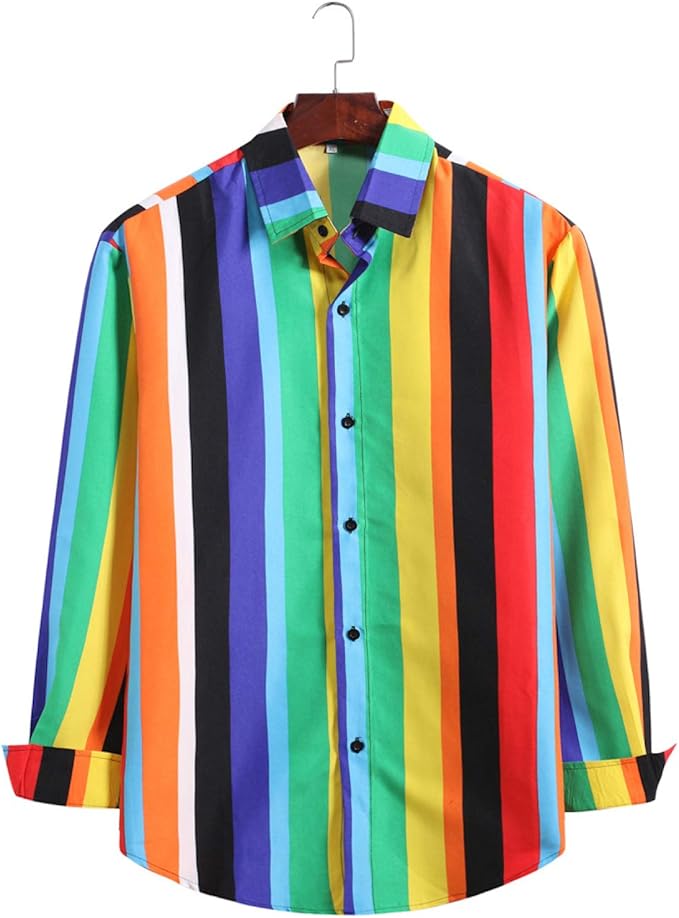 Camicia Uomo Henley A Righe - Maniche Lunghe Bottoni, Traspirante Per Outdoor E Tempo Libero